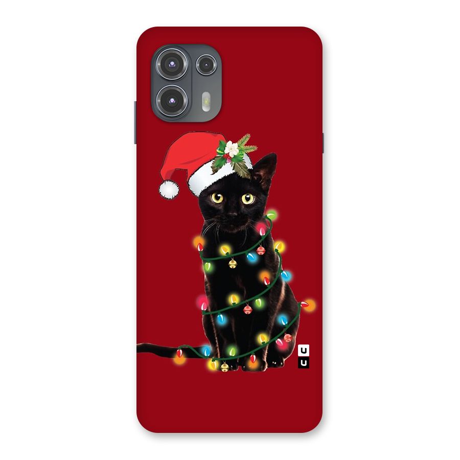 Christmas Cap Cat Back Case for Motorola Edge 20 Fusion