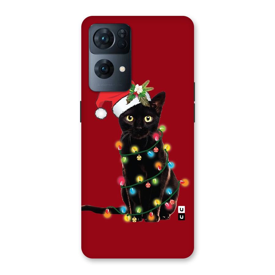 Christmas Cap Cat Back Case for Oppo Reno7 Pro 5G