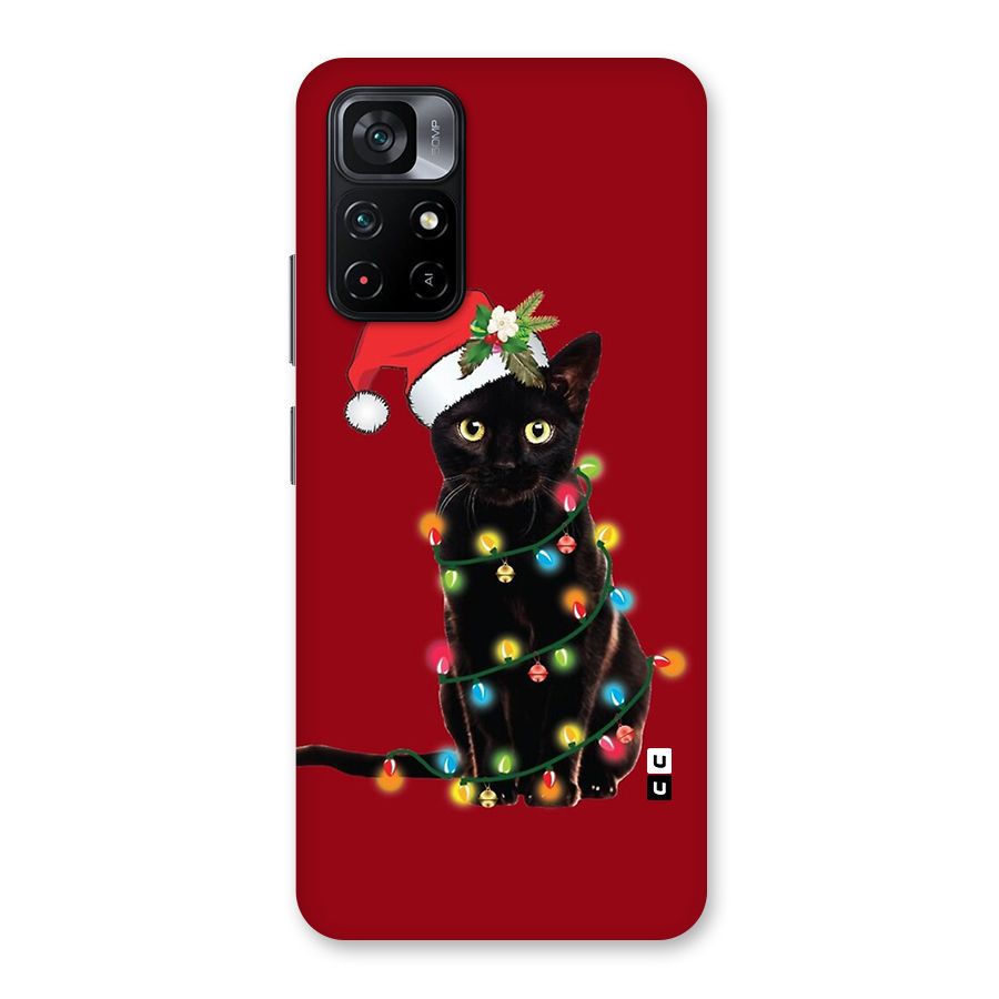 Christmas Cap Cat Back Case for Poco M4 Pro 5G