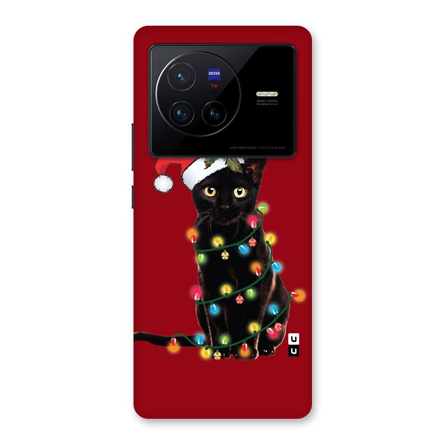 Christmas Cap Cat Back Case for Vivo X80