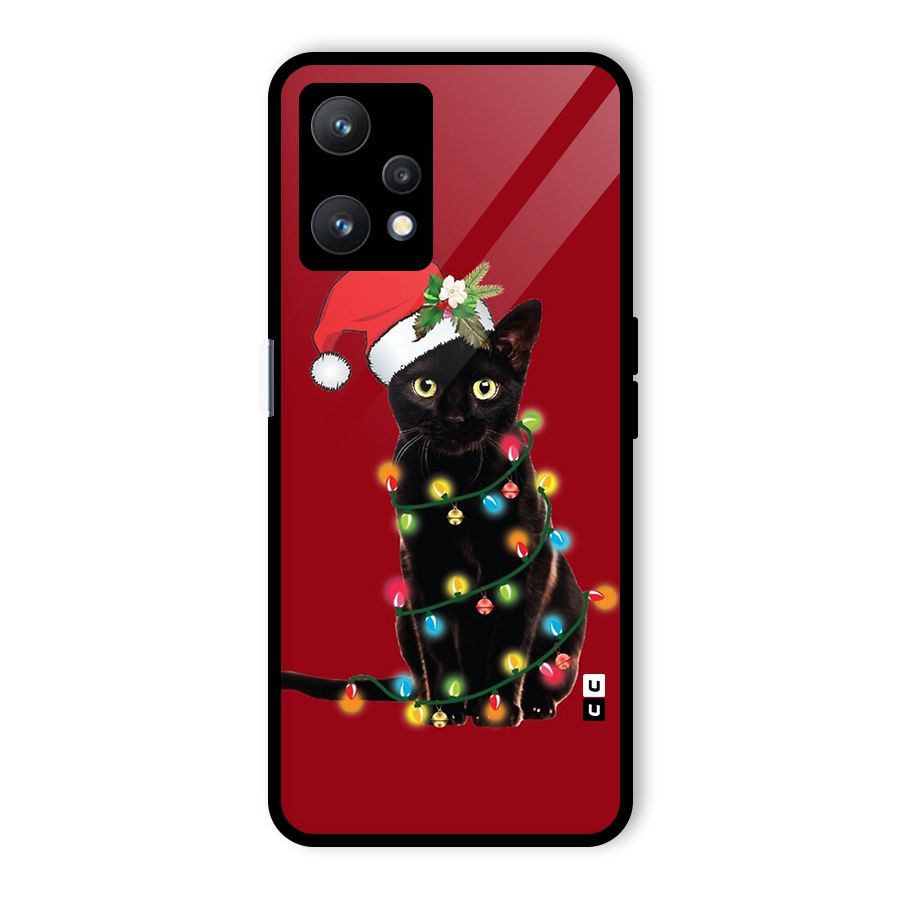 Christmas Cap Cat Glass Back Case for Realme 9 Pro 5G