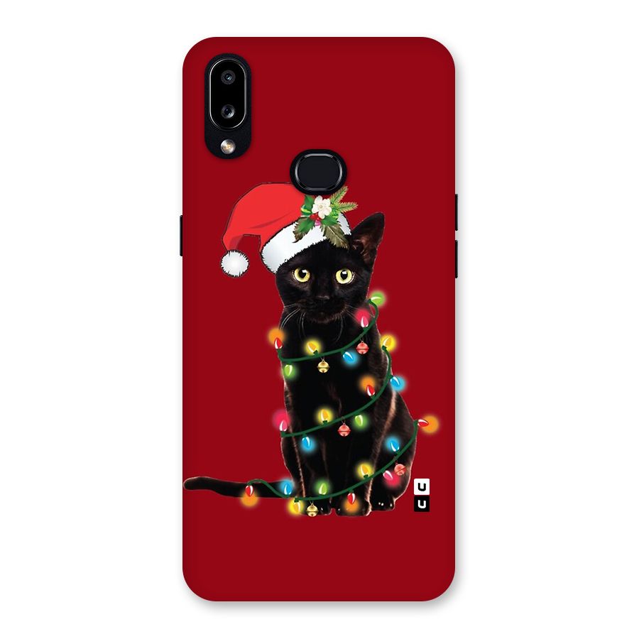 Christmas Cap Cute Cat Back Case for Galaxy A10s