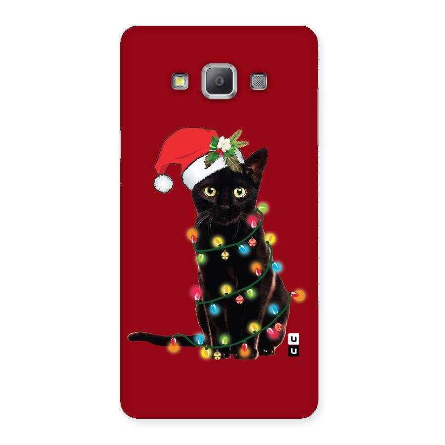 Christmas Cap Cute Cat Back Case for Galaxy A7
