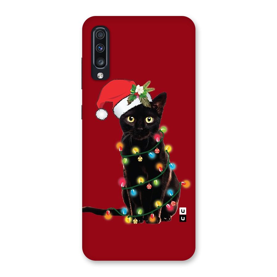 Christmas Cap Cute Cat Back Case for Galaxy A70