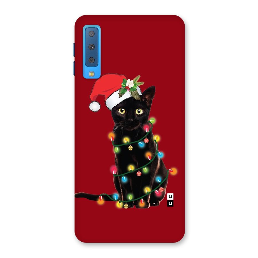 Christmas Cap Cute Cat Back Case for Galaxy A7 (2018)