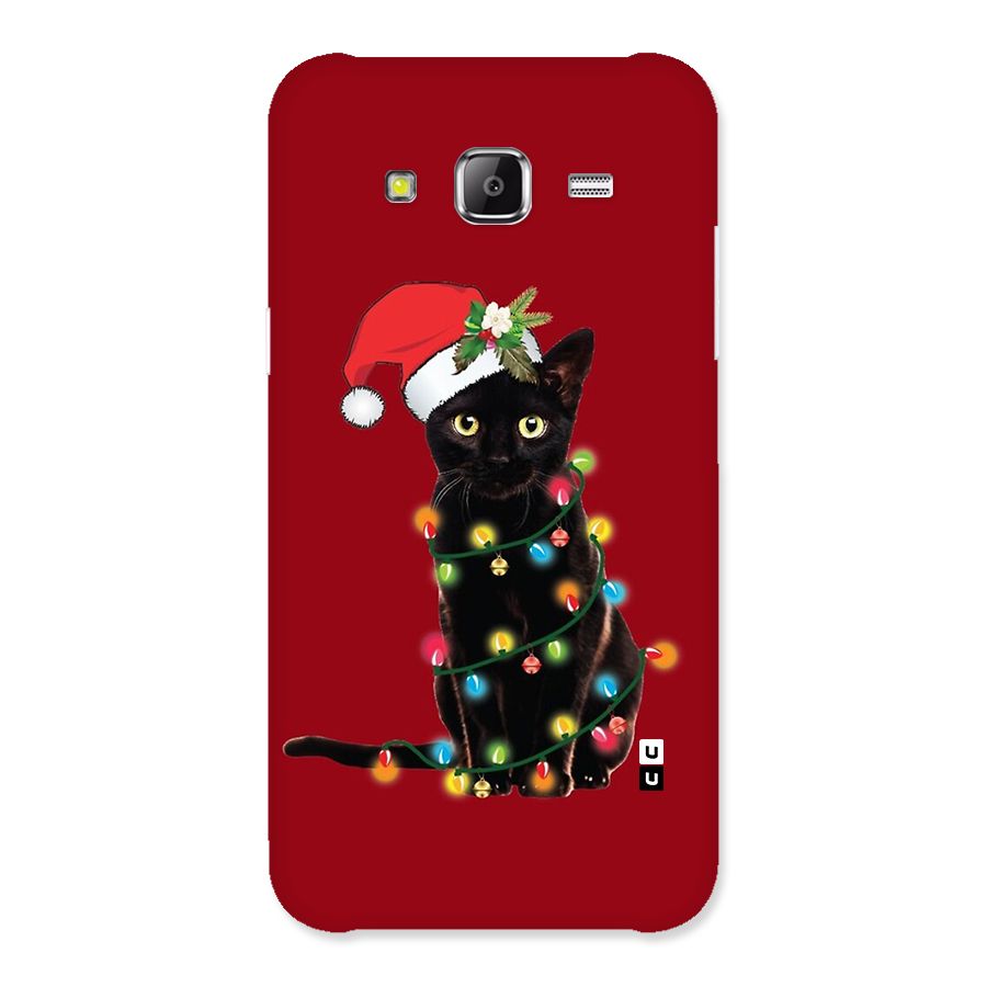 Christmas Cap Cute Cat Back Case for Galaxy J2 Prime