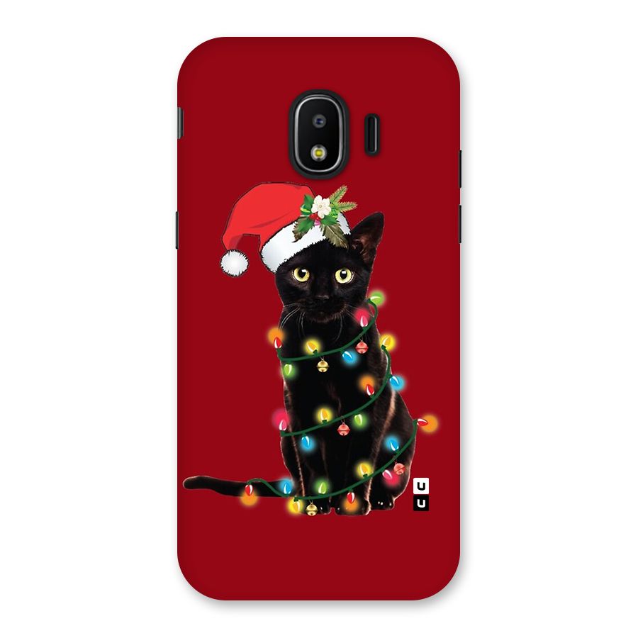 Christmas Cap Cute Cat Back Case for Galaxy J2 Pro 2018