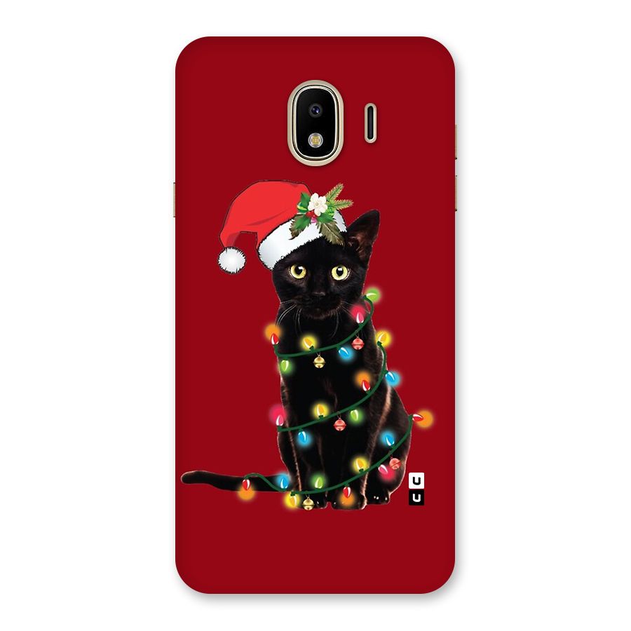 Christmas Cap Cute Cat Back Case for Galaxy J4