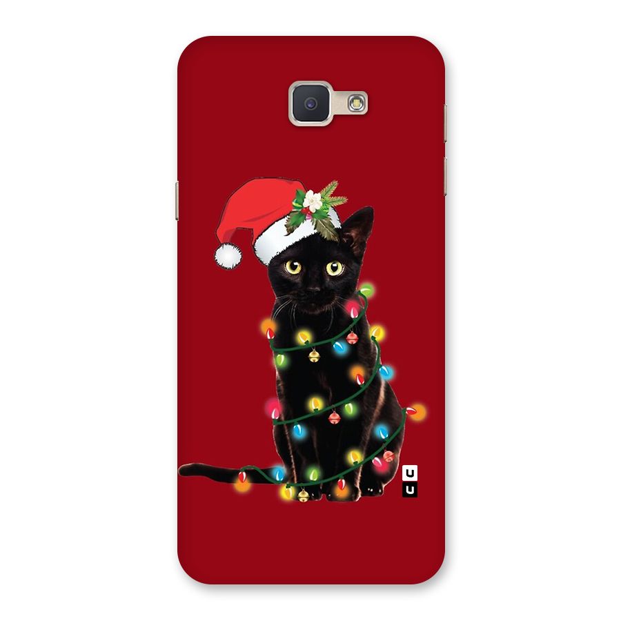 Christmas Cap Cute Cat Back Case for Galaxy J5 Prime
