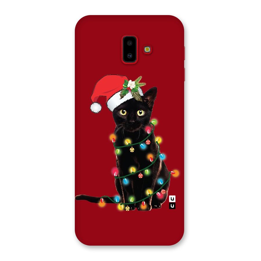 Christmas Cap Cute Cat Back Case for Galaxy J6 Plus