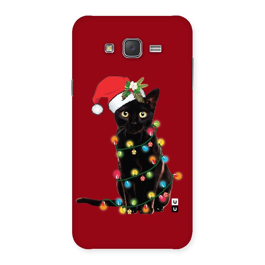 Christmas Cap Cute Cat Back Case for Galaxy J7