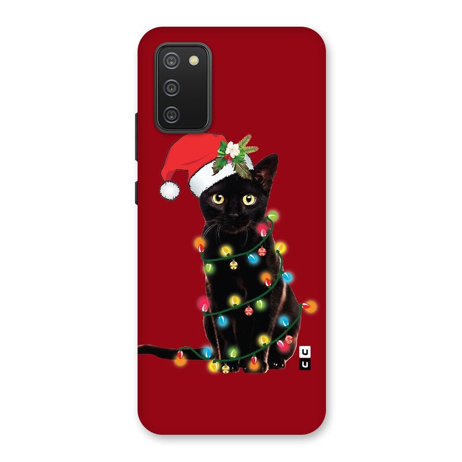 Christmas Cap Cute Cat Back Case for Galaxy M02s