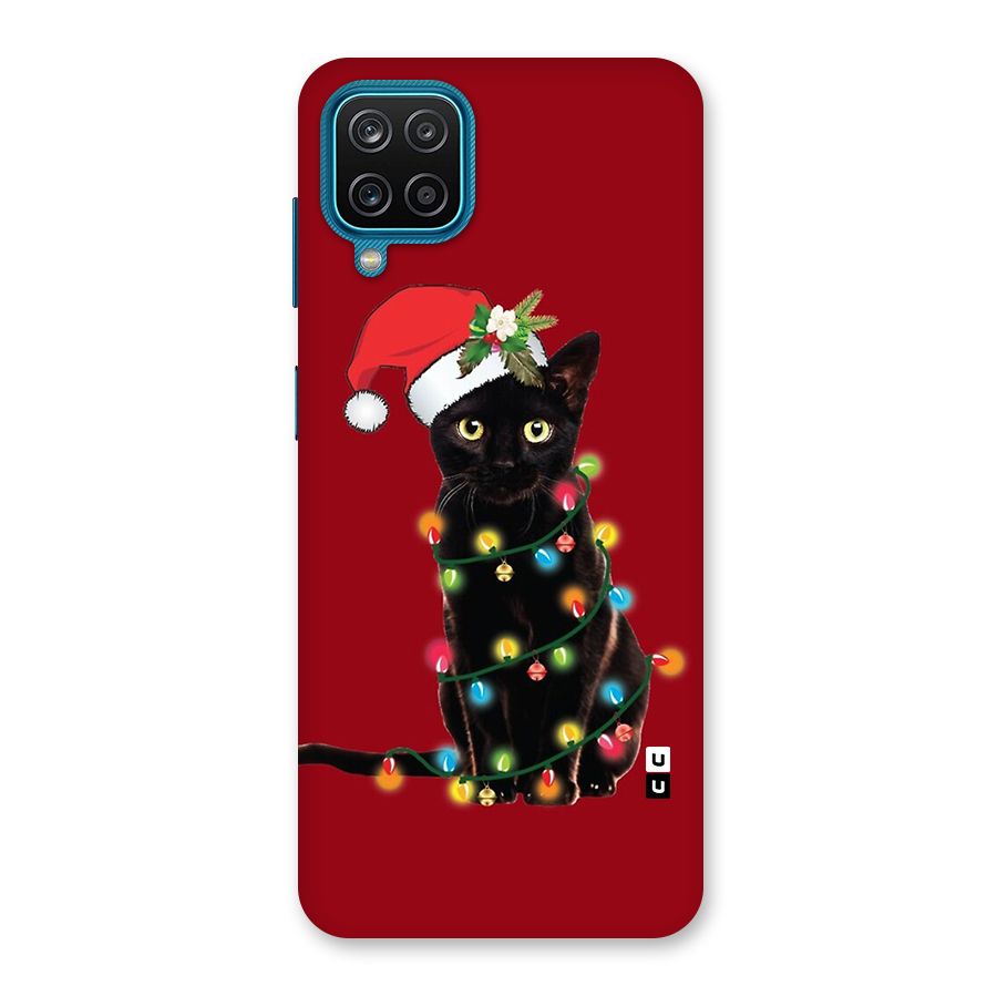 Christmas Cap Cute Cat Back Case for Galaxy M12
