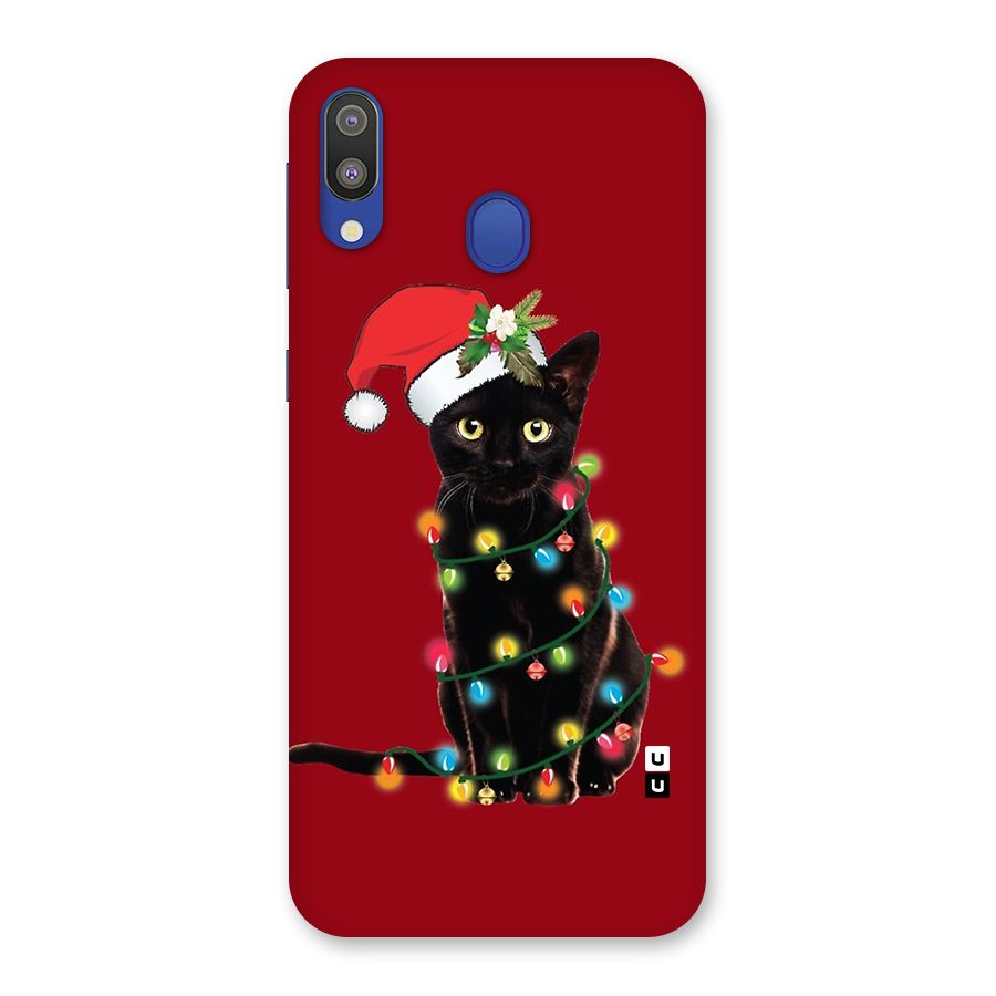 Christmas Cap Cute Cat Back Case for Galaxy M20