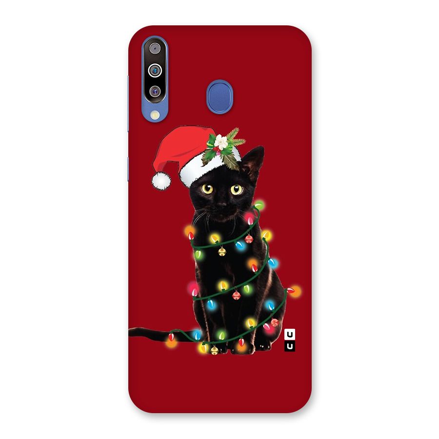 Christmas Cap Cute Cat Back Case for Galaxy M30