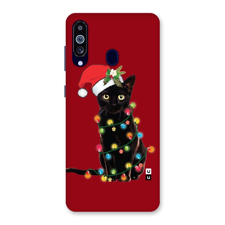 Christmas Cap Cute Cat Back Case for Galaxy M40