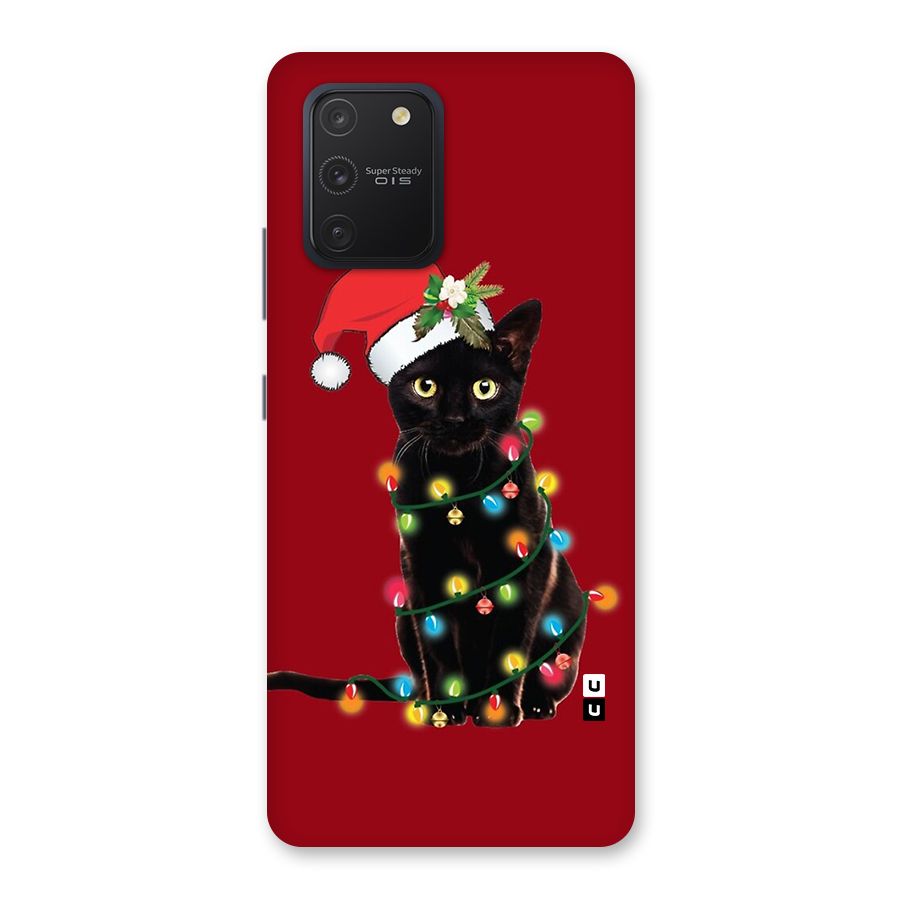 Christmas Cap Cute Cat Back Case for Galaxy S10 Lite