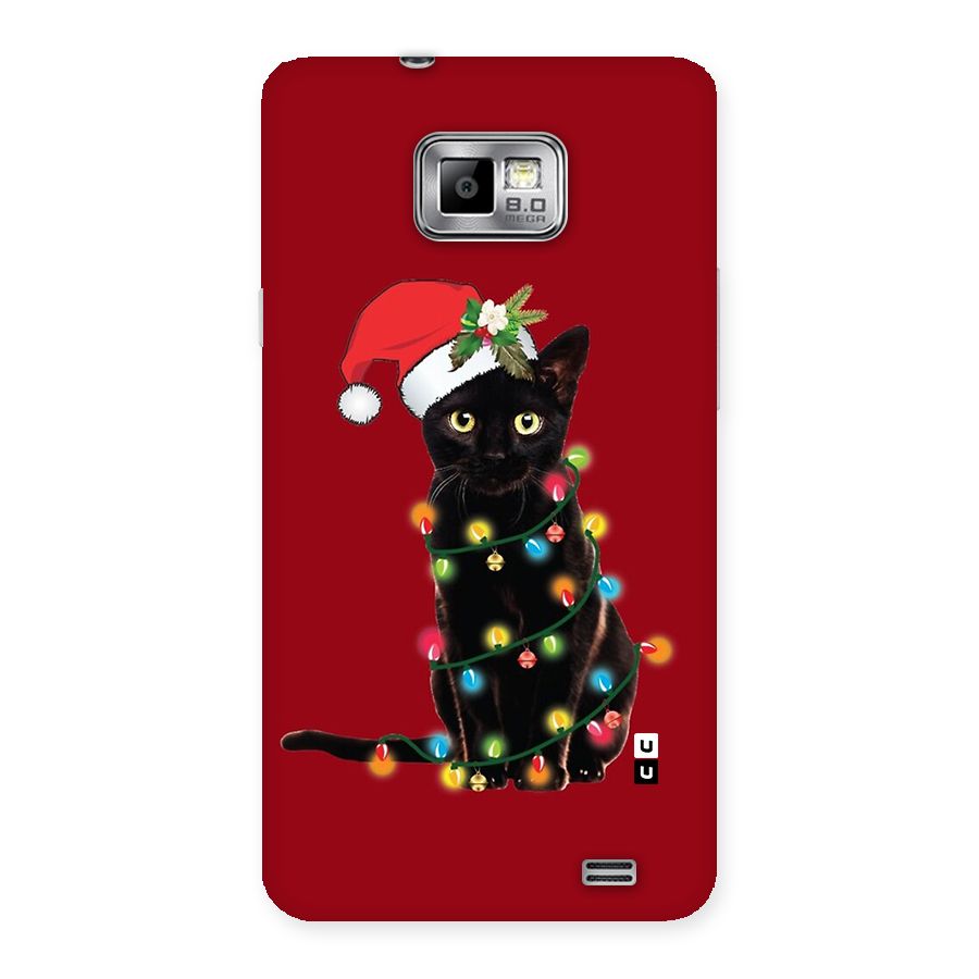 Christmas Cap Cute Cat Back Case for Galaxy S2