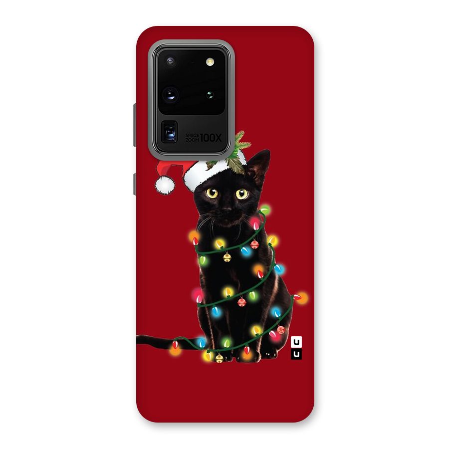Christmas Cap Cute Cat Back Case for Galaxy S20 Ultra
