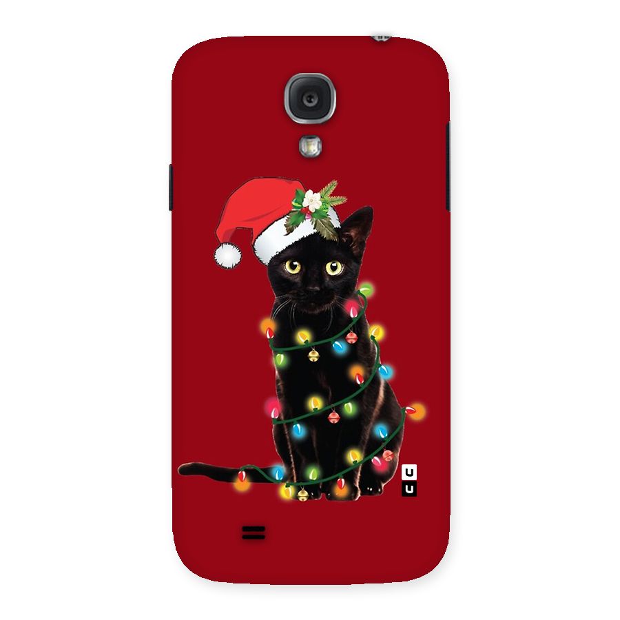 Christmas Cap Cute Cat Back Case for Galaxy S4