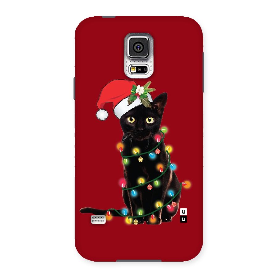 Christmas Cap Cute Cat Back Case for Galaxy S5