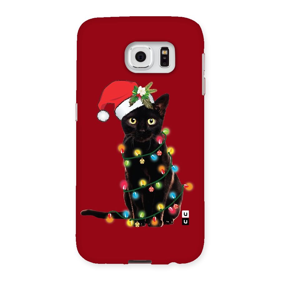 Christmas Cap Cute Cat Back Case for Galaxy S6