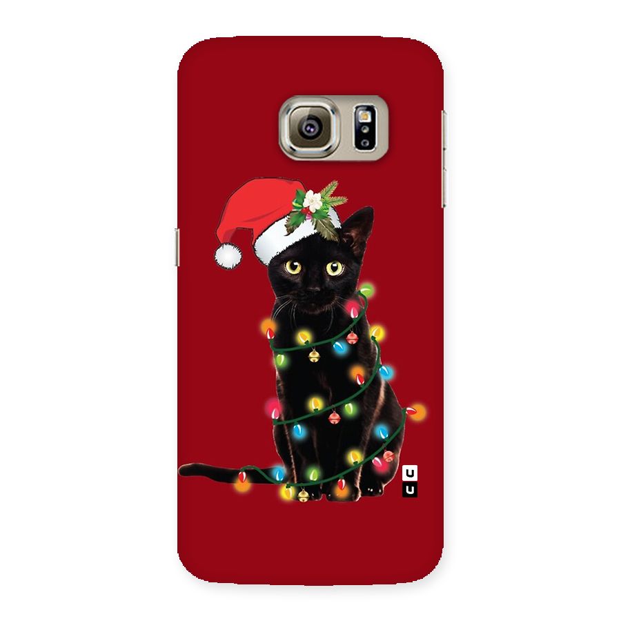 Christmas Cap Cute Cat Back Case for Galaxy S6 edge