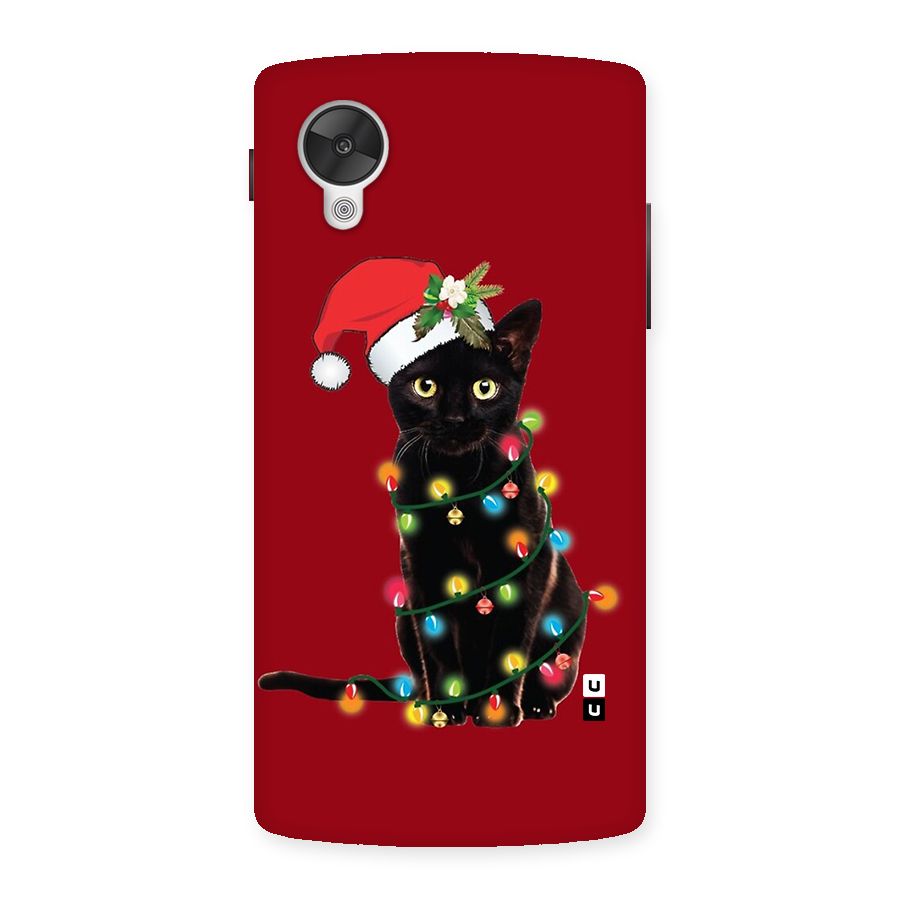 Christmas Cap Cute Cat Back Case for Google Nexus 5