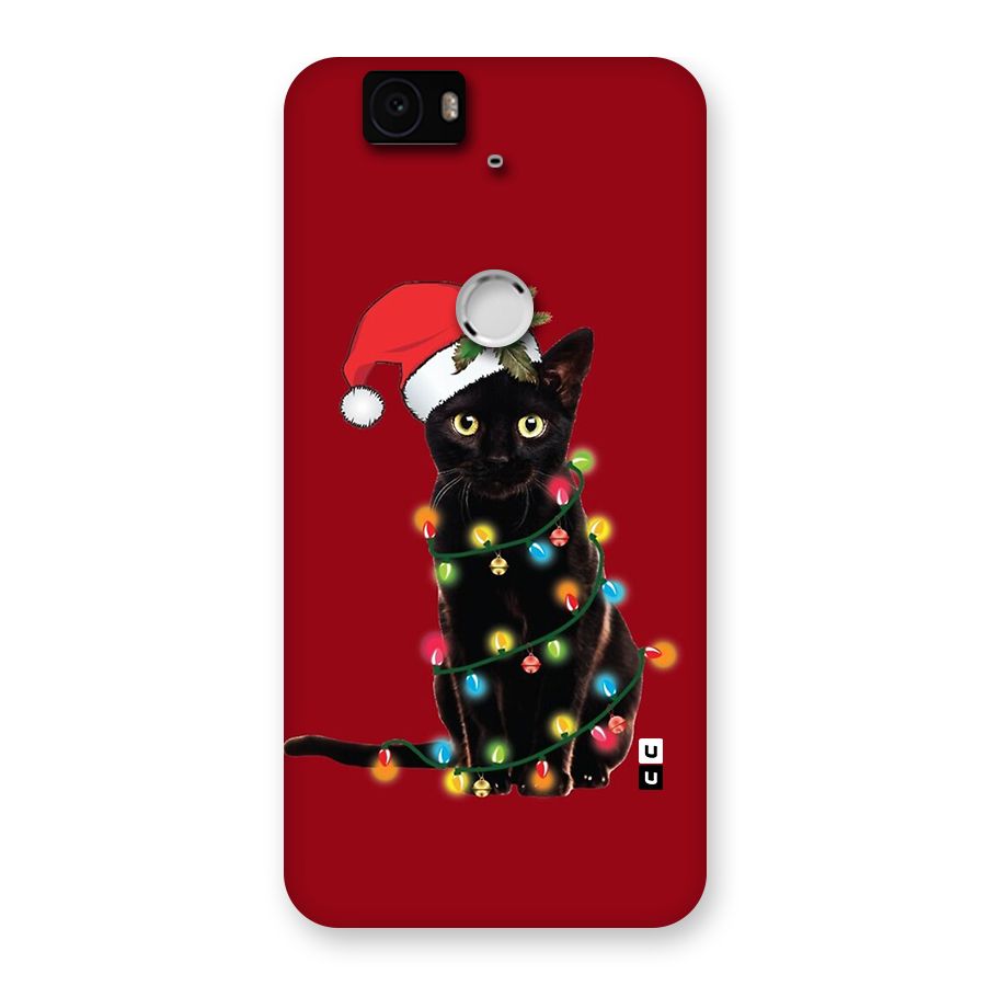 Christmas Cap Cute Cat Back Case for Google Nexus 6P