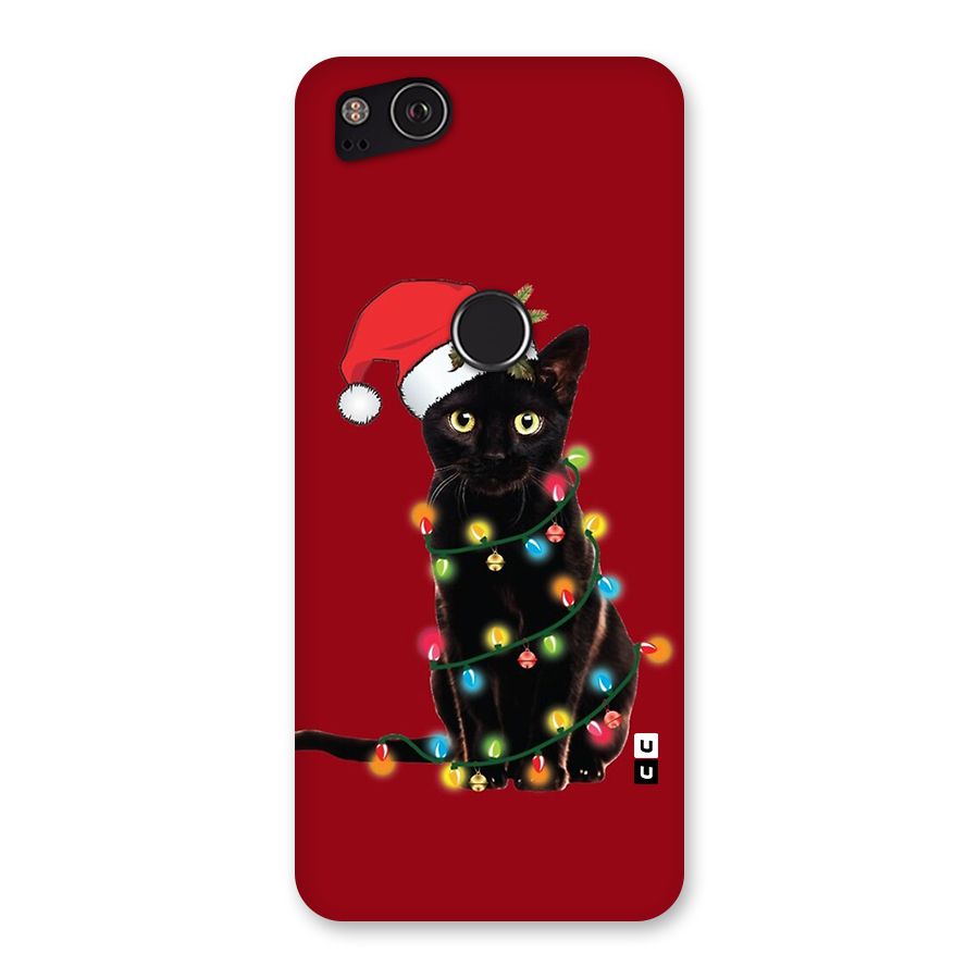 Christmas Cap Cute Cat Back Case for Google Pixel 2