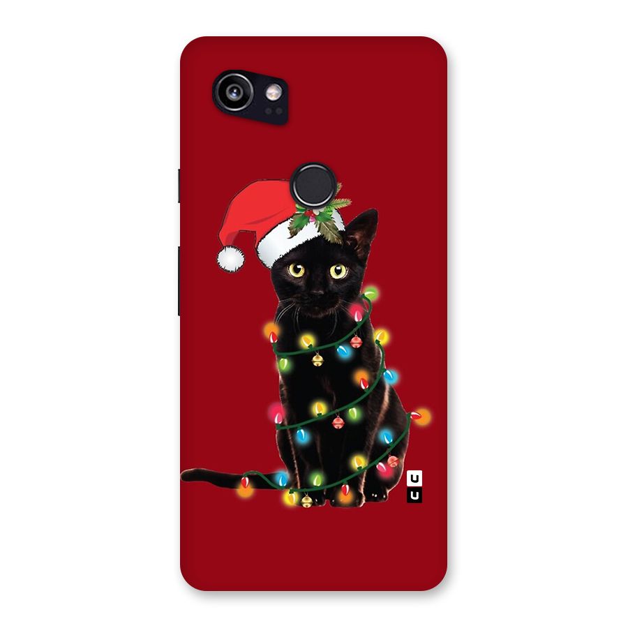Christmas Cap Cute Cat Back Case for Google Pixel 2 XL