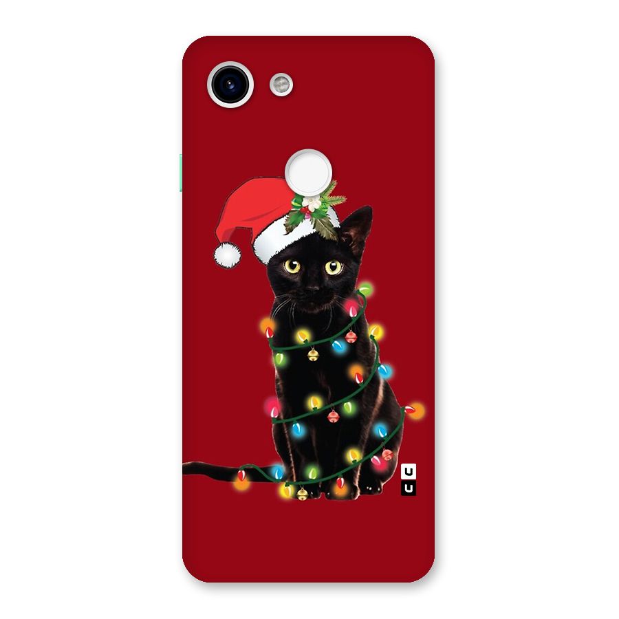 Christmas Cap Cute Cat Back Case for Google Pixel 3