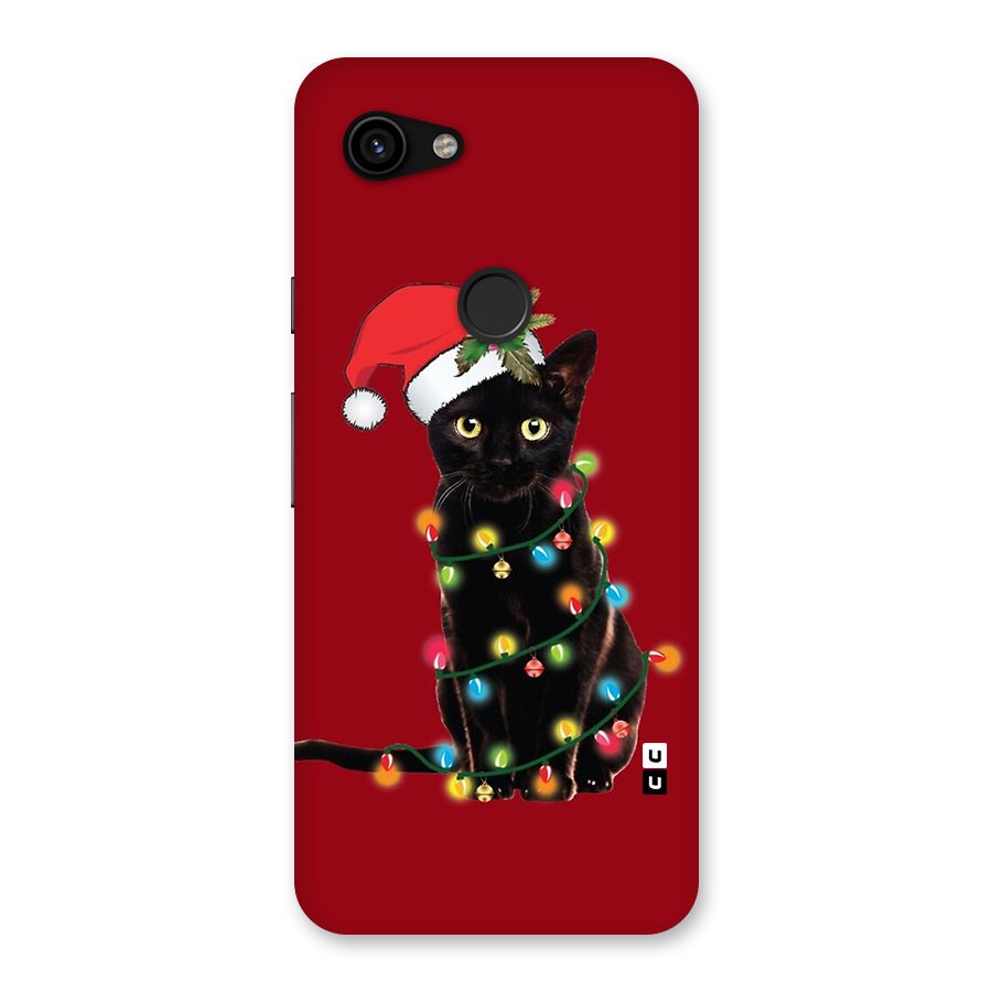 Christmas Cap Cute Cat Back Case for Google Pixel 3a