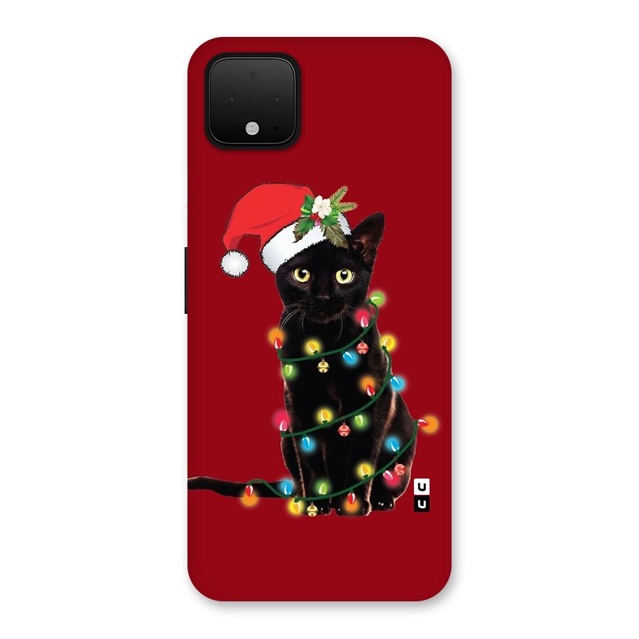 Christmas Cap Cute Cat Back Case for Google Pixel 4 XL