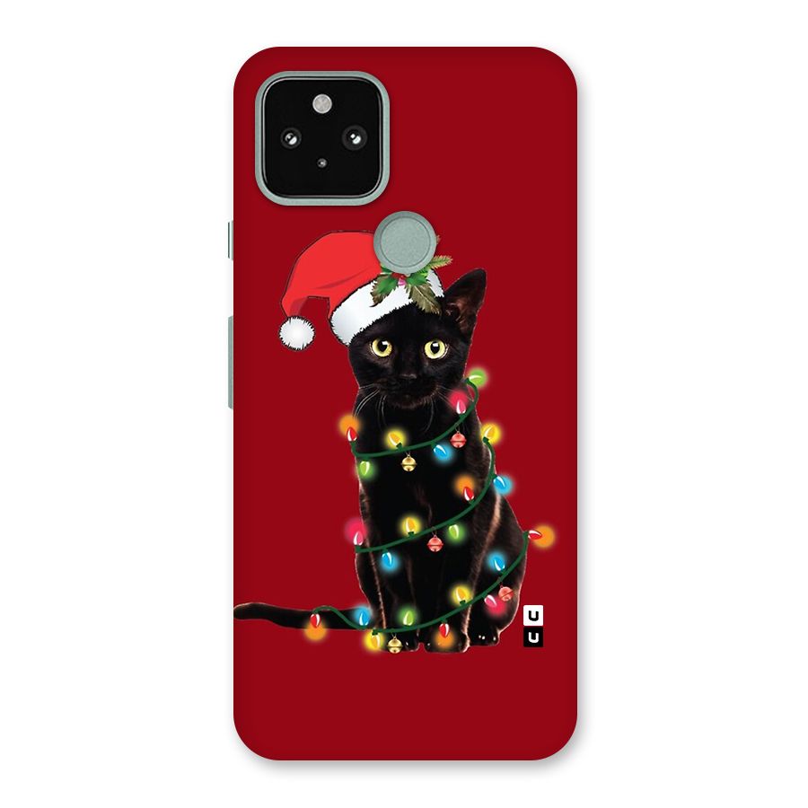 Christmas Cap Cute Cat Back Case for Google Pixel 5