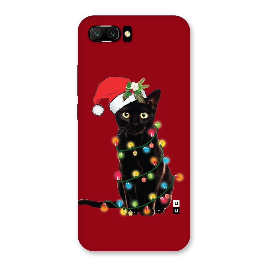 Christmas Cap Cute Cat Back Case for Honor 10