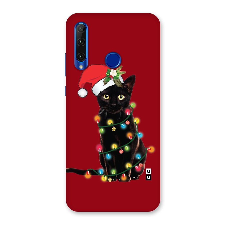 Christmas Cap Cute Cat Back Case for Honor 20i
