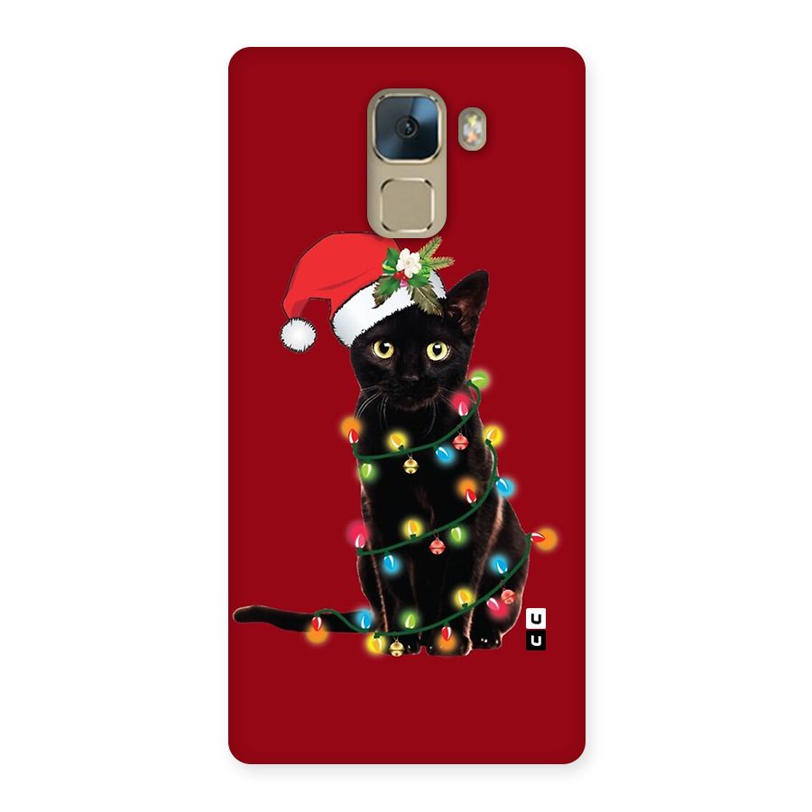 Christmas Cap Cute Cat Back Case for Honor 7