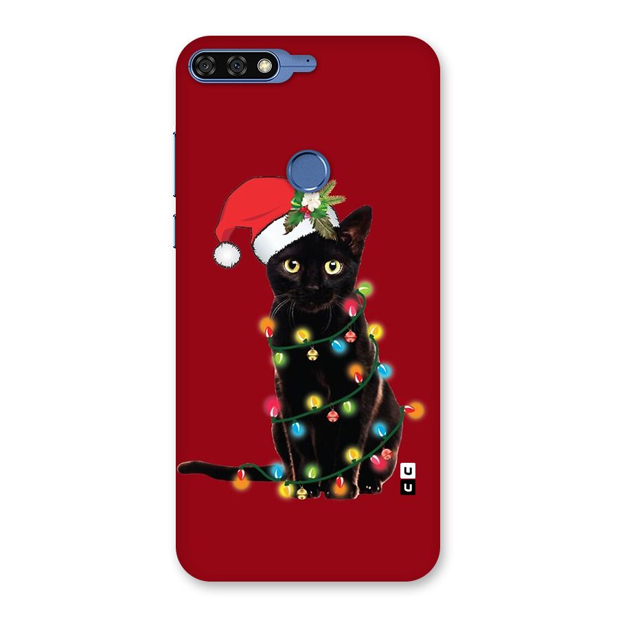 Christmas Cap Cute Cat Back Case for Honor 7C