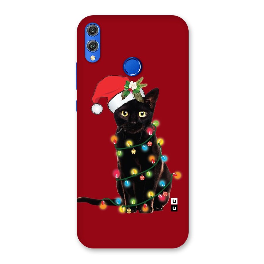 Christmas Cap Cute Cat Back Case for Honor 8X