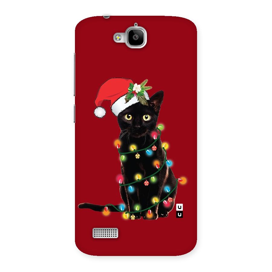 Christmas Cap Cute Cat Back Case for Honor Holly