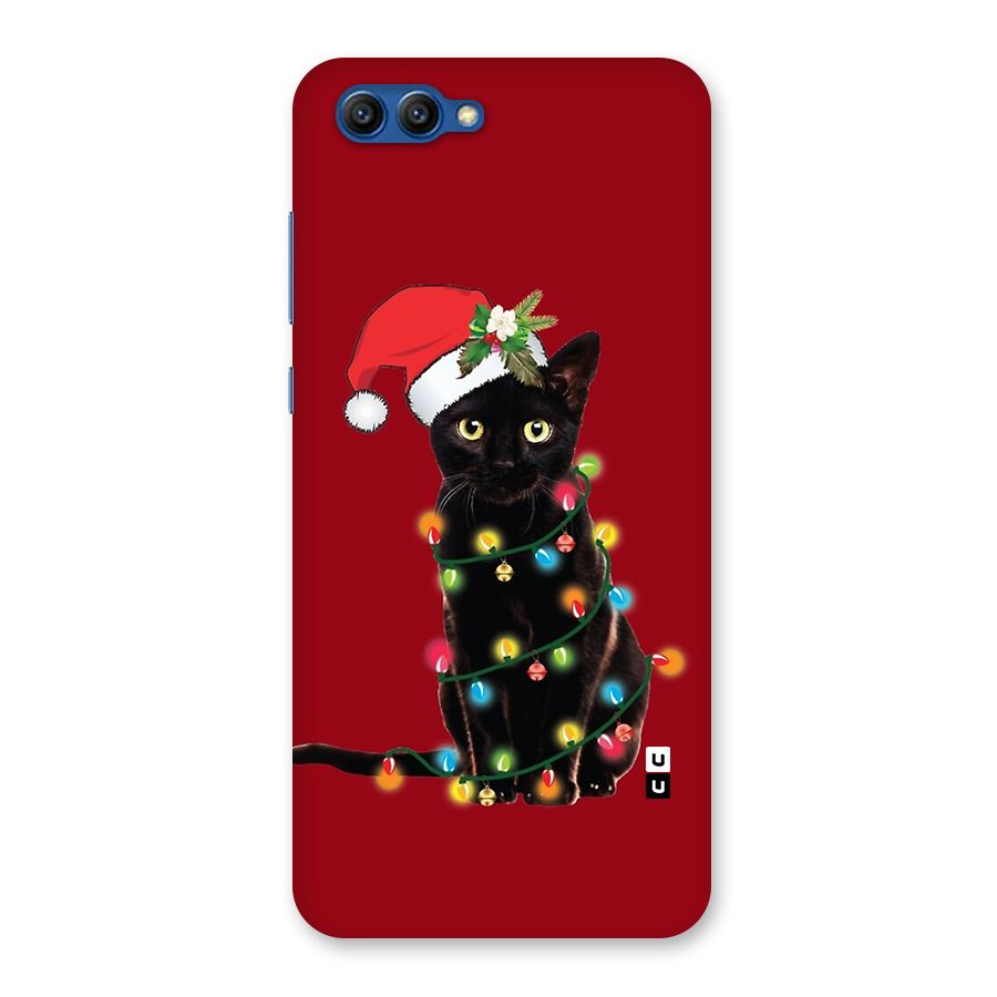 Christmas Cap Cute Cat Back Case for Honor View 10