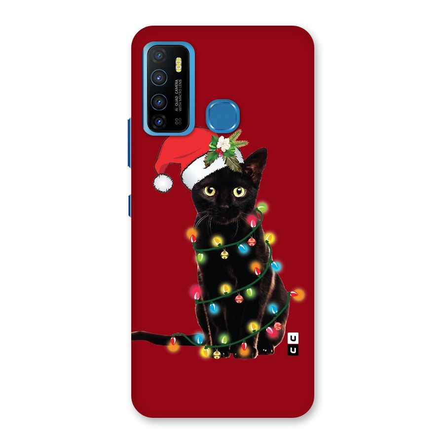 Christmas Cap Cute Cat Back Case for Infinix Hot 9