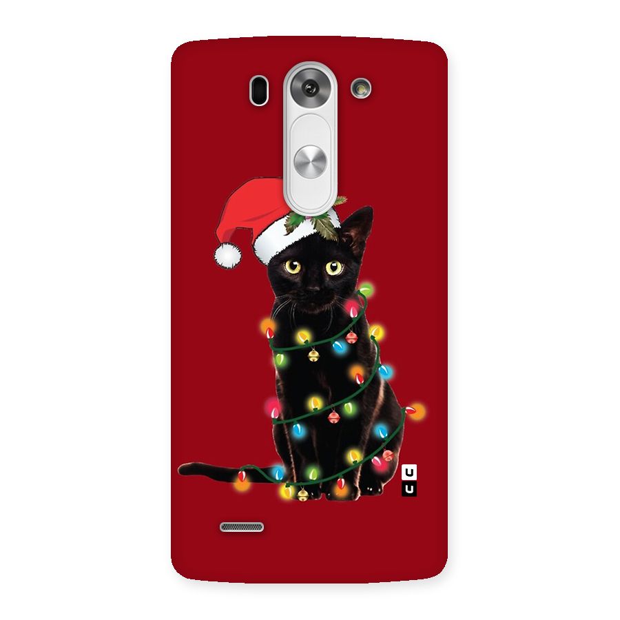 Christmas Cap Cute Cat Back Case for LG G3 Mini