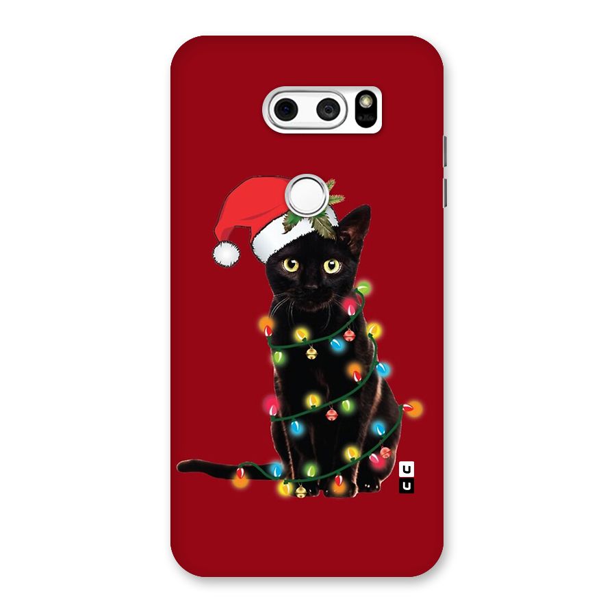 Christmas Cap Cute Cat Back Case for LG V30