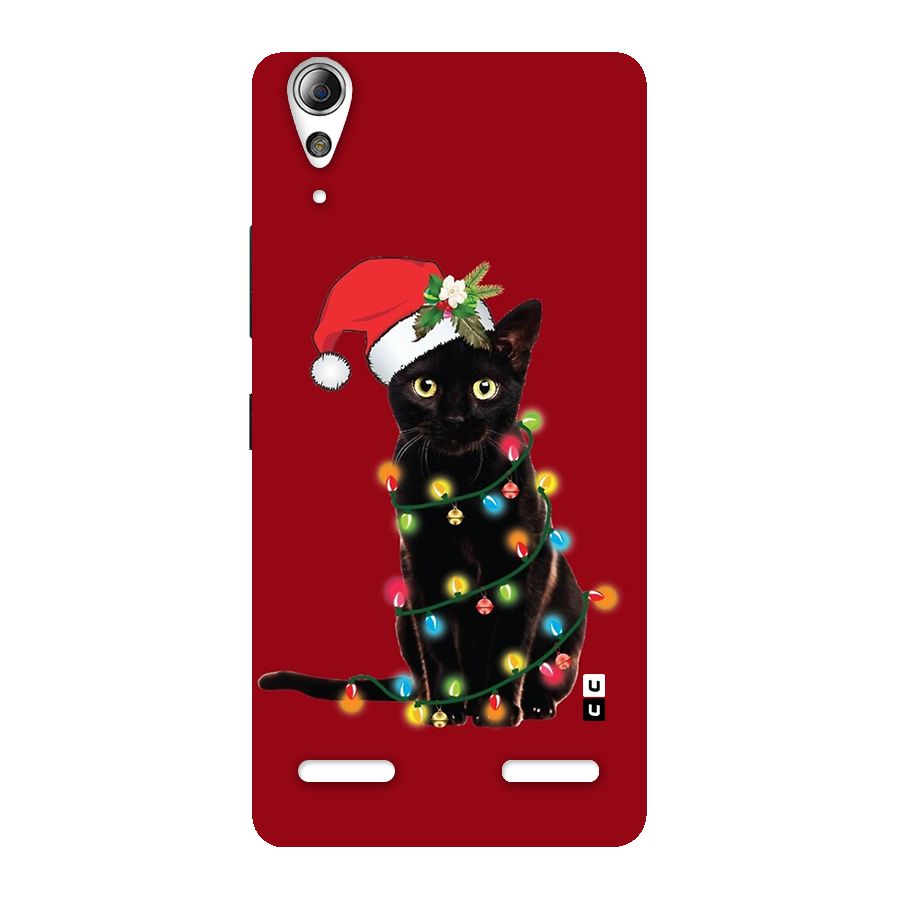 Christmas Cap Cute Cat Back Case for Lenovo A6000