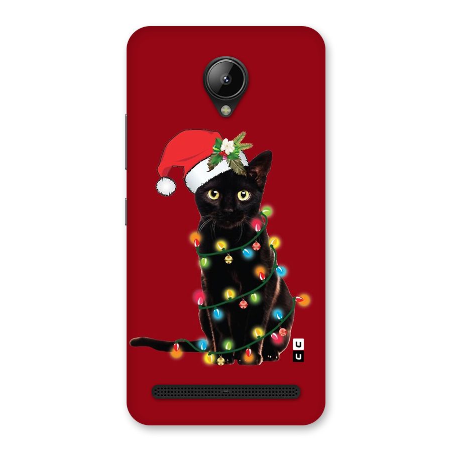 Christmas Cap Cute Cat Back Case for Lenovo C2