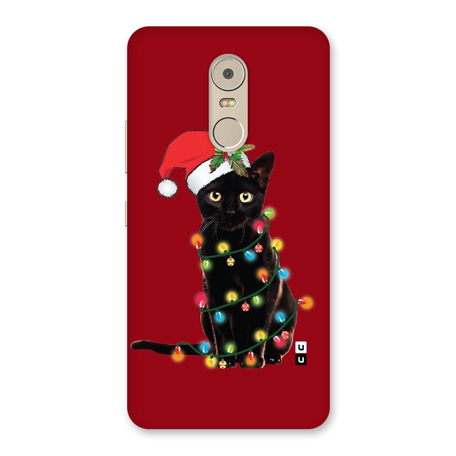 Christmas Cap Cute Cat Back Case for Lenovo K6 Note