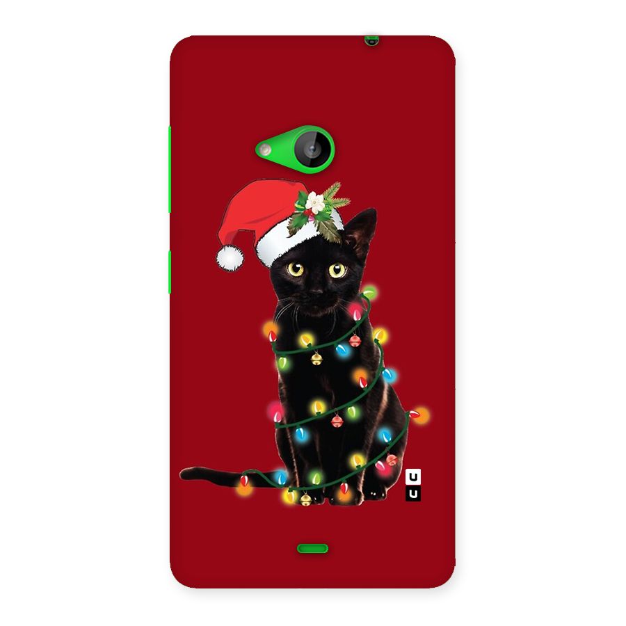 Christmas Cap Cute Cat Back Case for Lumia 535