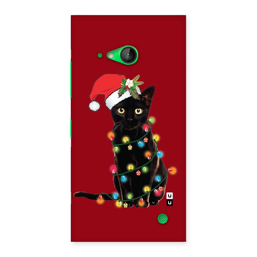 Christmas Cap Cute Cat Back Case for Lumia 730